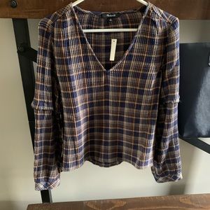 NWT Madewell Plaid V-Neck